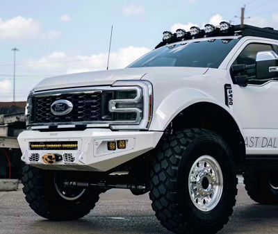 2024 Ford F450 Pickup 44 Inch Michelin Tires Bodyguard Bumper Gen 1 Fender Installed