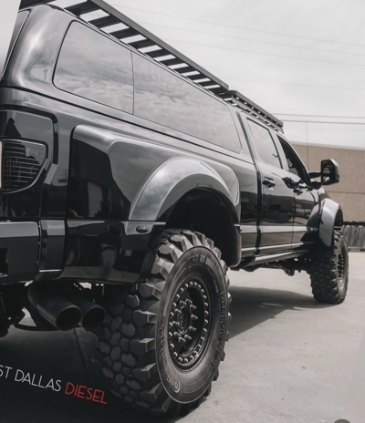 East Dallas Diesel Black Super Duty Low Angle