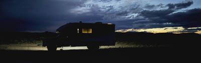 Truck Camper Sunset Silhouette