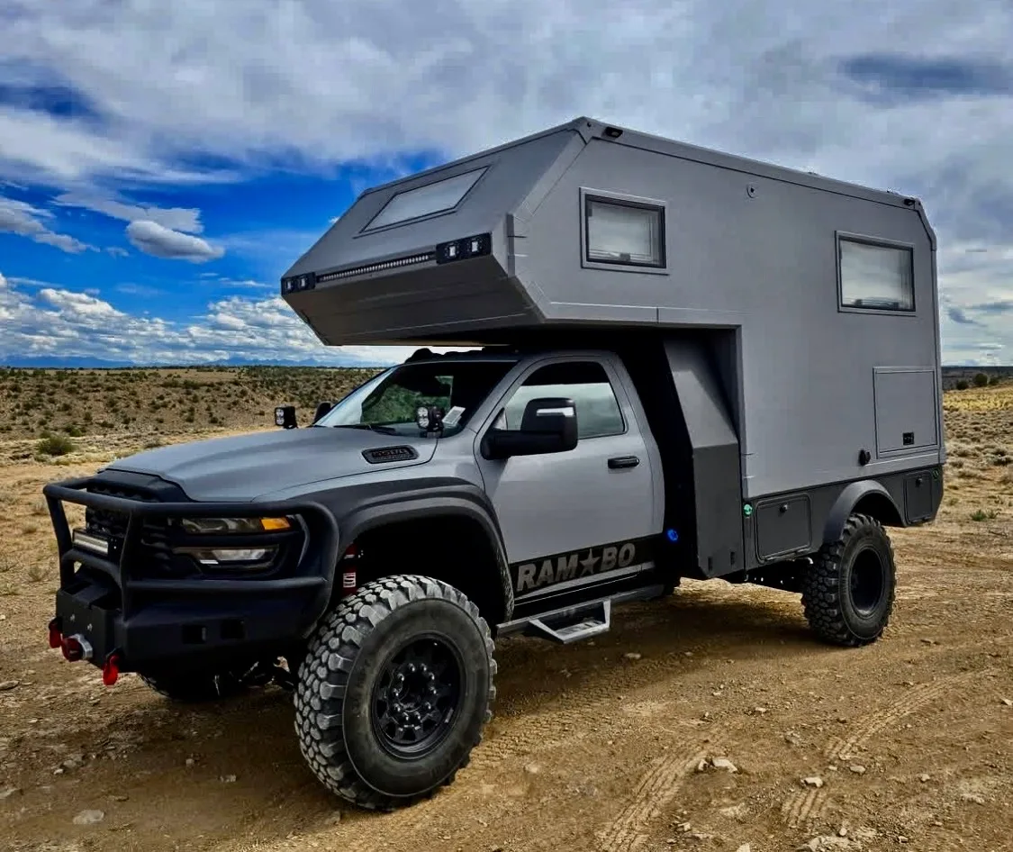 Dodge Ram with DBL Design Gen 2 one-piece fenders, super single wheels and Continental tires